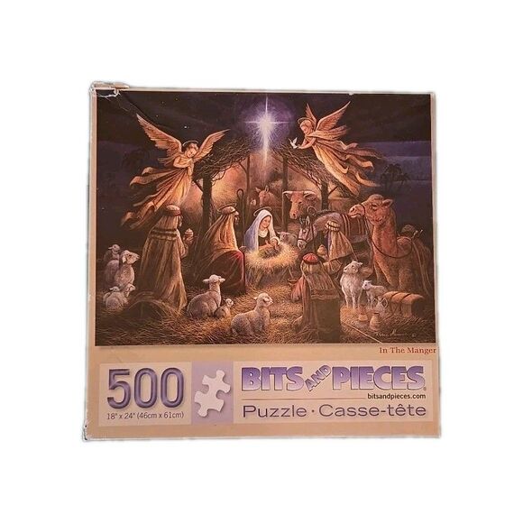 Bits and Pieces In the Manger 500 Piece Jigsaw Puzzle Christmas Nativity Jesus - Picture 1 of 6